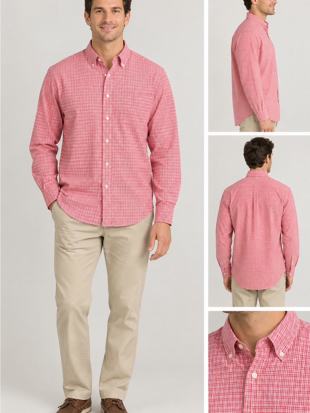 Eddie Bauer Checked Button-Down Long Sleeve Shirt- Big & Tall Sz LG